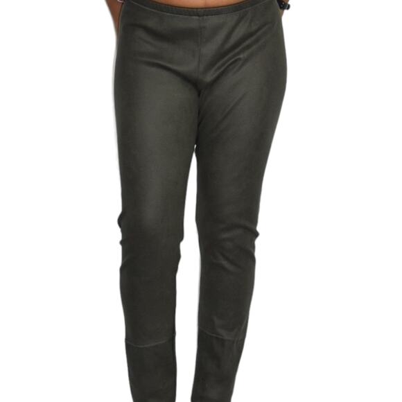 Pete Greta Myra Leggings Green Faux Suede Stretch Slouchy Johnny Was Size Small - Picture 12 of 15